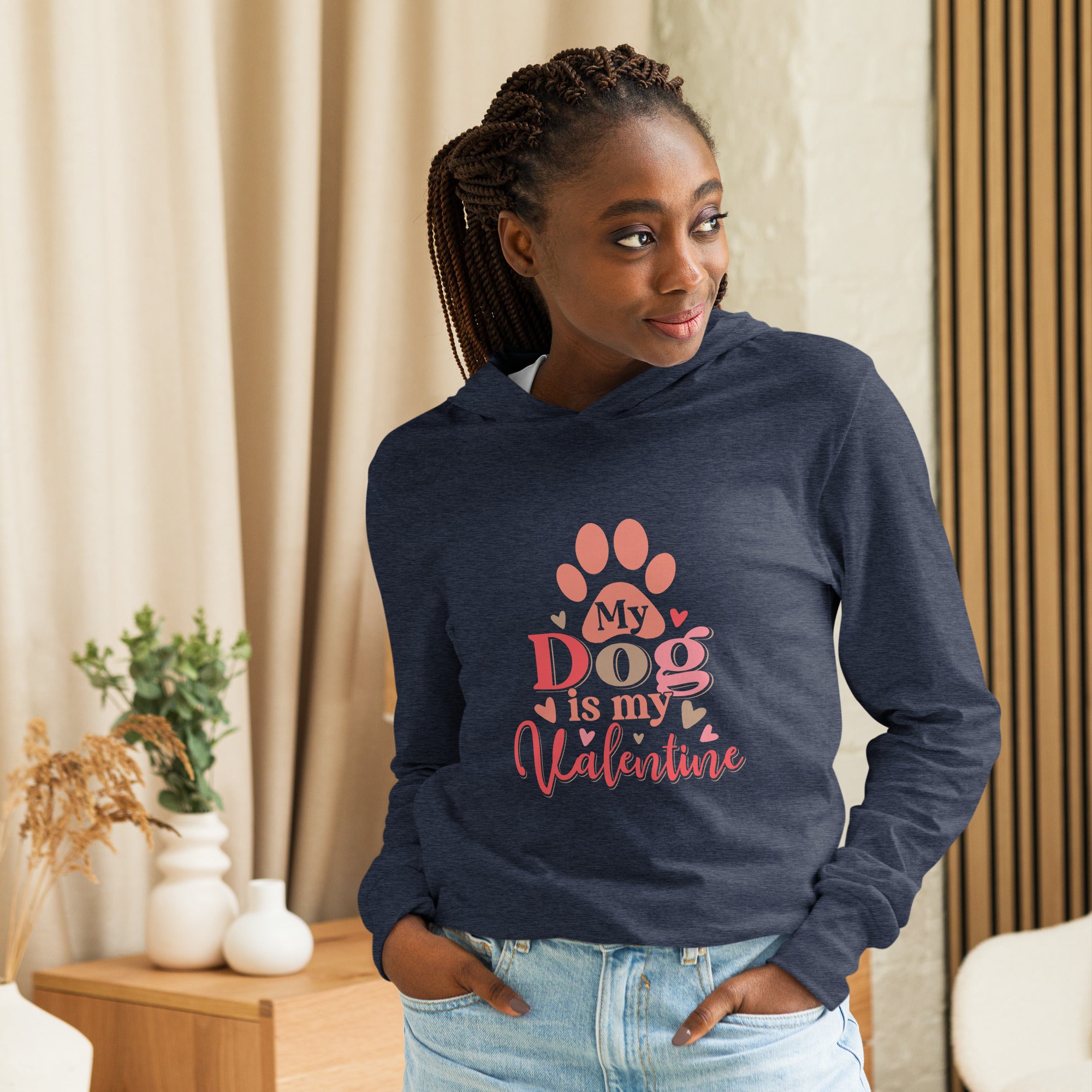 My Dog Is My Valentine Hooded Long Sleeve Tee | Available in 3 Colors